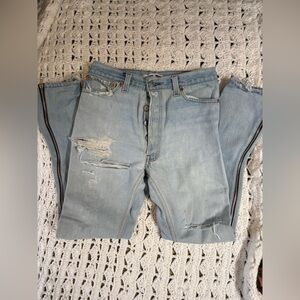 Re/Done Light Blue Distressed Jeans
